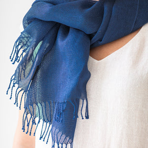 Silk scarf Tinita 80x220cm in blue