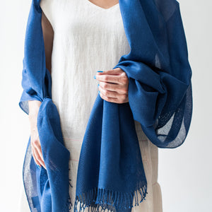 Silk scarf Tinita 80x220cm in blue