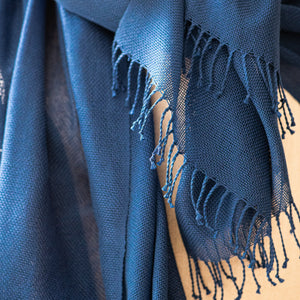 Silk scarf Tinita 80x220cm in blue