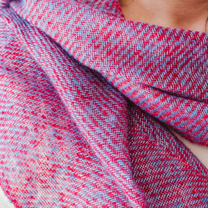 Cashmere scarf 35x180cm in pink and blue