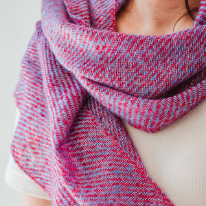 Cashmere scarf 35x180cm in pink and blue