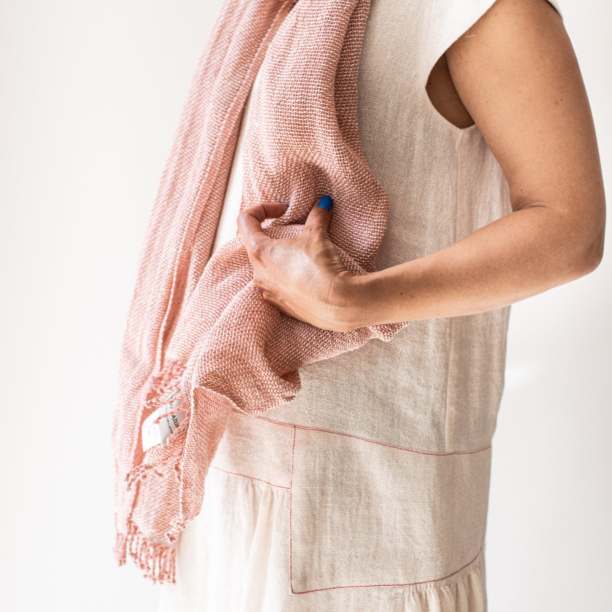 Linen scarf 45x190cm in pink