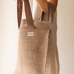 Linen shopper bag in brown 50x50cm