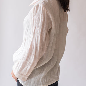 Women's crumpled linen shirt in white