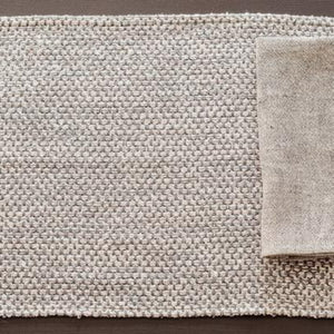 Linen boucle placemat 50x35cm in pink and blue grey