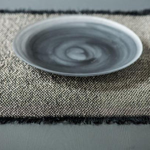 Linen boucle placemat 50x35cm in black and natural