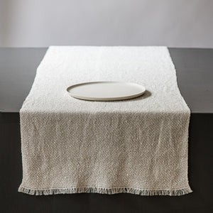 Linen boucle table runner Plāce 50x200cm in white