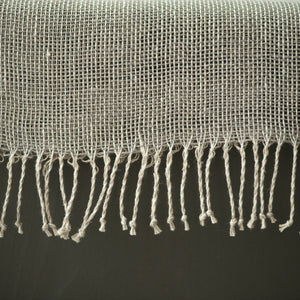 Fringed linen table runner  50x170cm in natural and grey