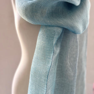 Double layered linen summer scarf in blue or gray 50x200cm