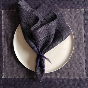 Handwoven Linen napkin Transparent in aubergine 50x50cm