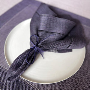 Handwoven Linen napkin Transparent in aubergine 50x50cm
