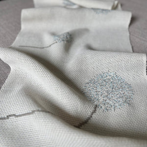 Handwoven Linen table runner Anna in white color with embroidery 40x165 cm