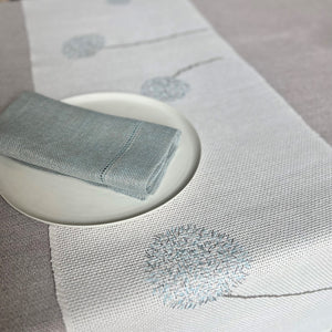 Handwoven Linen table runner Anna in white color with embroidery 40x165 cm