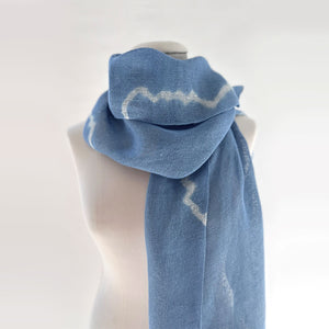 Linen scarf "Waves No 2" in blue 40x200 cm