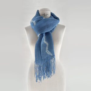 Linen scarf "Waves No 2" in blue 40x200 cm