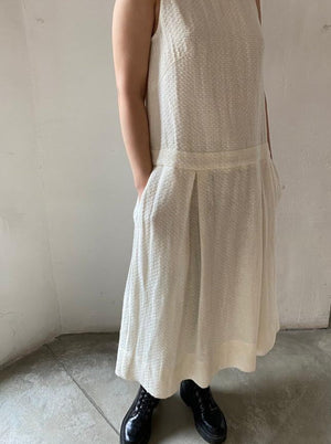 Art Deco style linen dress in white