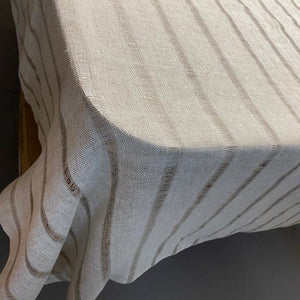 Linen tablecloth Lora with stripes 180x305cm in natural