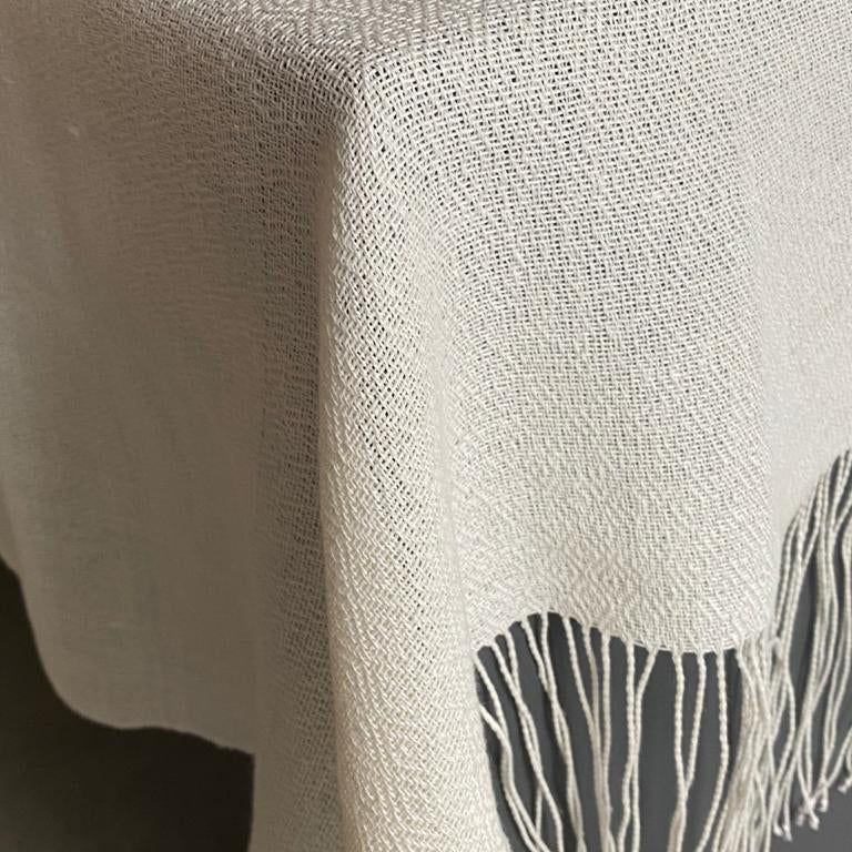 Linen jacquard tablecloth 120x210cm in white