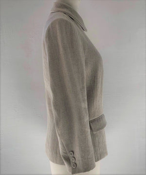 Asymmetric linen jacket in natural