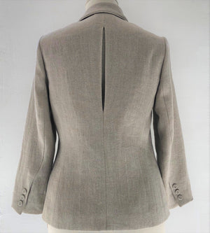 Asymmetric linen jacket in natural