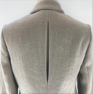 Asymmetric linen jacket in natural