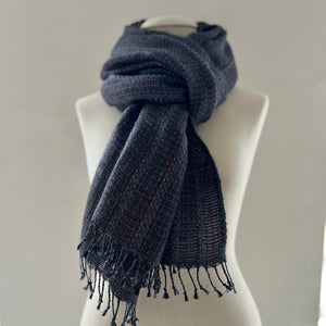 Linen mohair scarf 65x200cm in  navy blue