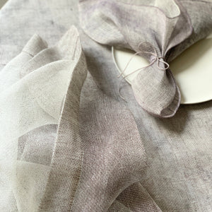 Double layer linen napkin 50x50cm in mint, aubergine and white color