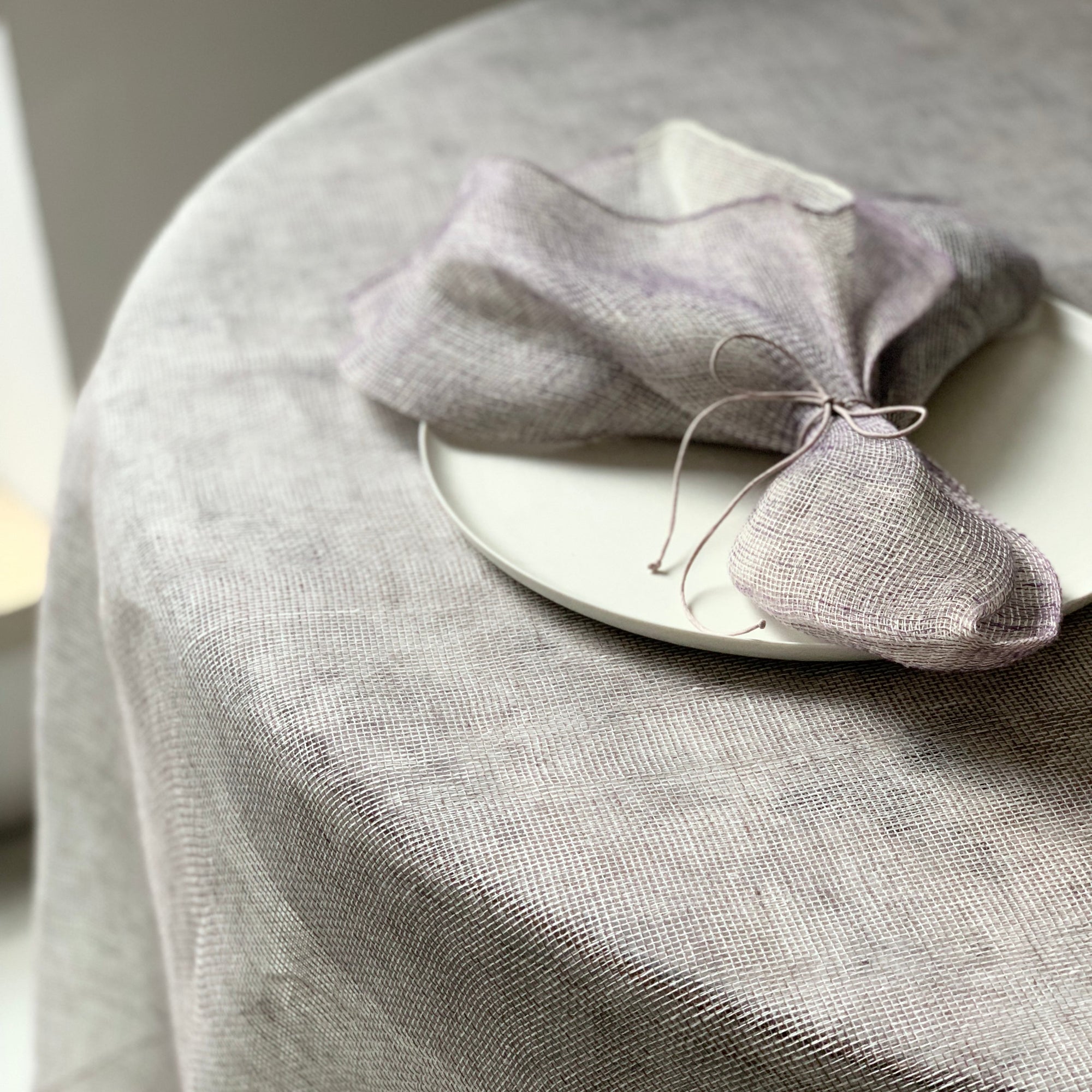 Double layer linen napkin 50x50cm in mint, aubergine and white color