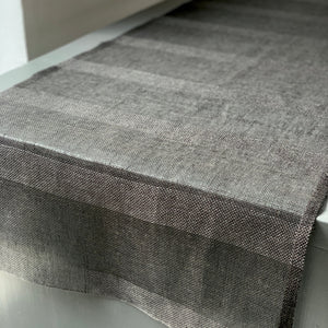 Linen table runner with stripes 50x160cm in anthracite color