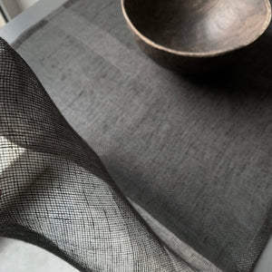 Linen table runner with stripes 50x160cm in anthracite color