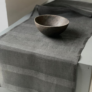 Linen table runner with stripes 50x160cm in anthracite color