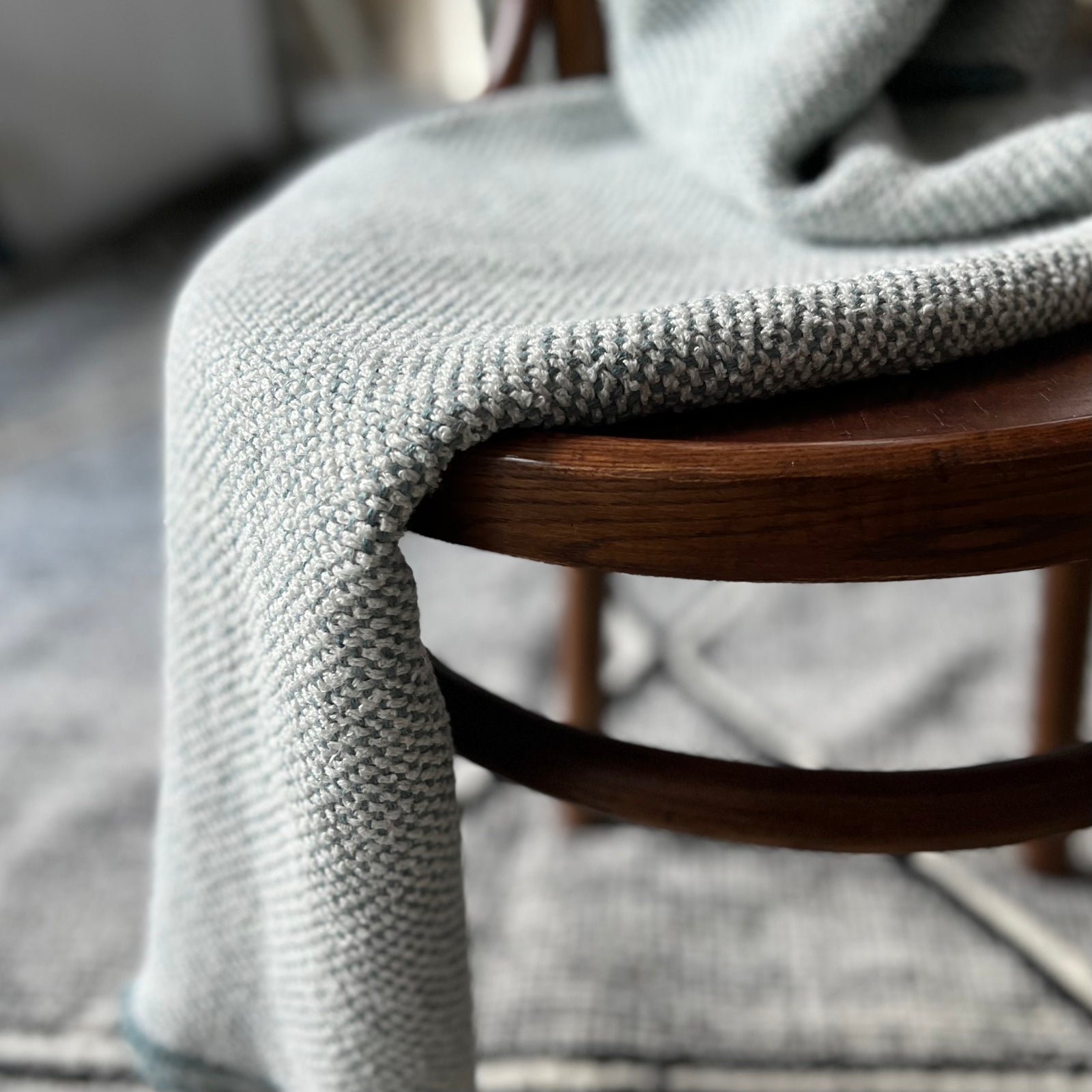 Boucle linen throw in gray blue color 130x180 cm