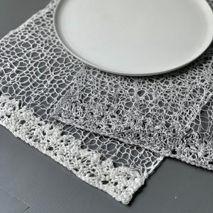 Linen table runner "Lace" 35x275/ 40x275 cm in white and grey color