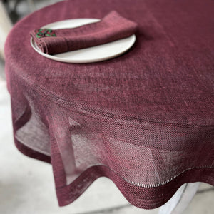 Linen tablecloth Transparent in red 120x120 cm