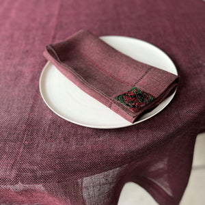 Linen tablecloth Transparent in red 120x120 cm