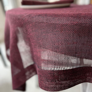 Linen tablecloth Transparent in red 120x120 cm