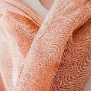 Double woven linen scarf 50x200cm in coral