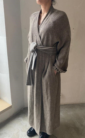 Linen summer coat with silk lining in anthracite