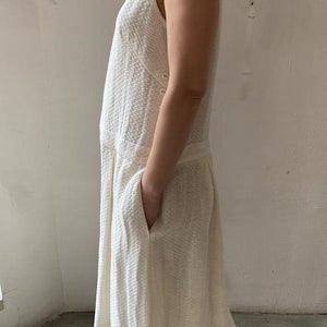Art Deco style linen dress in white