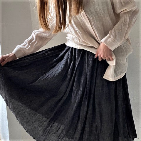 Linen skirt Ieva M with silk lining in graphite