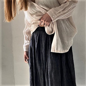Linen skirt Ieva M with silk lining in graphite